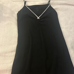 Brandy melville Black Spaghetti Strap Dress with bow Detail